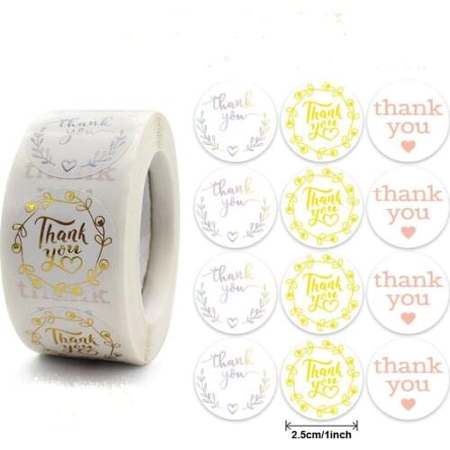 500pcs Round Business Label Stickers Paper Cute Thank You Stickers for Baking Packaging Seal Labels Stationery Stickers