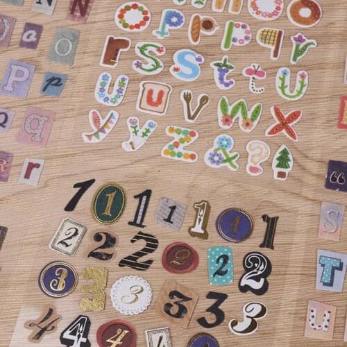 6Sheets/Set Stickers English Alphabet Number Retro Sticker Album Diary Decoration DIY Scrapbooking Decorative Stickers Handmade