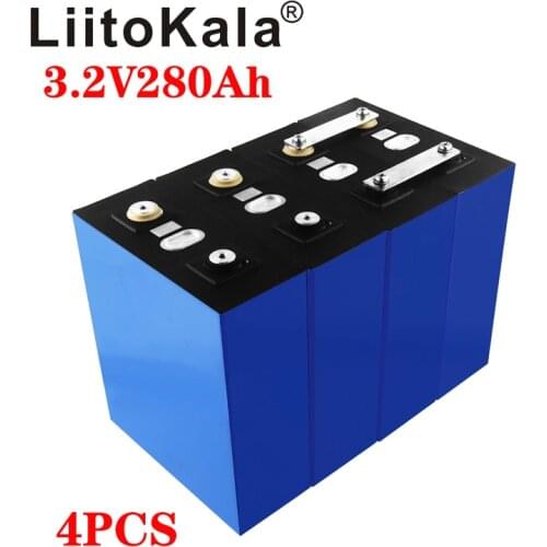 4pcs LiitoKala LiFePO4 3.2V 280Ah Cells for 12V 280Ah Lifepo4 Battery Home Solar Energy Storage With Bus Bars