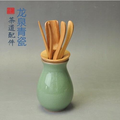 Tea Spoon Tube Cup Set Ice Crack Accessories Clip Bamboo Creative 6-piece Gift Brand Name Materia