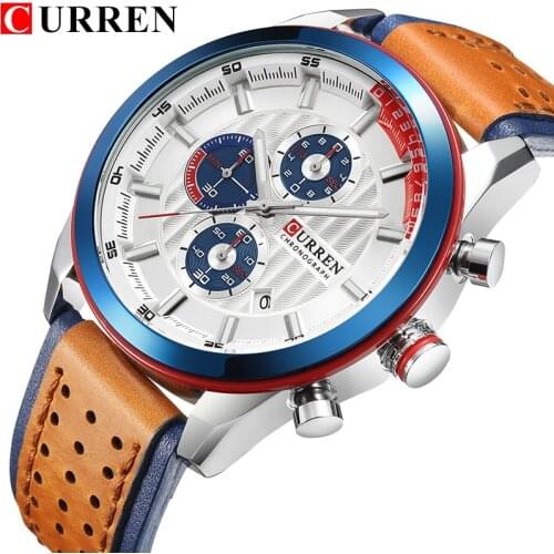 CURREN Mens Fashion Sport Watches Analog Date Clock Man Leather Military Waterproof Men Quartz Watch Relogio Masculino