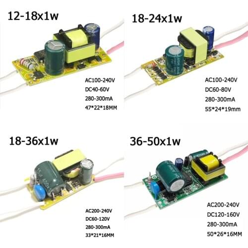 5pcs 1W-50W High Power LED Driver 280mA 300mA Lamp Power Supply 3W 5W 7W 9W 10W 20W 30W 36W 50W Lighting Transformer For Bulbs