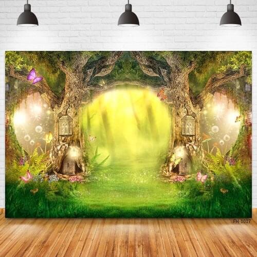 Dreamy Forest Jungle Wonderland Photography Backdrop Trees Flower Mushroom Backgrounds For Princess Girl Photo Studio Photophone
