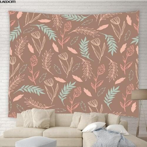 Plant Flower Leaf Tapestry Floral Foliage Hand Painted Art European Style Background Wall Hanging Cloth Dorm Bedroom Home Decor