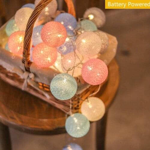 2.2m 20 Led Cotton Ball String Lights Battery Operated Mixed Color Led Light Ormaments for christmas Wedding Party Bedroom Patio