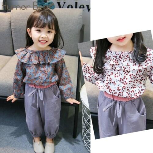 Humor Bear New Girl Clothes SetSpring Autumn Floral Printed Long-sleeved +Pants 2Pcs Infant Cute Childrens Clothes