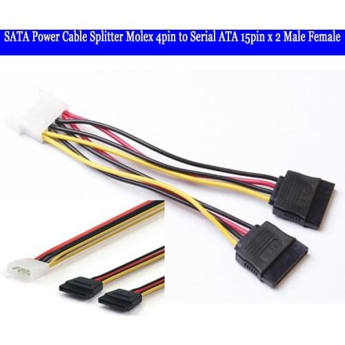 10pcs/lot Serial ATA SATA 4 Pin IDE Molex to 2 of 15 Pin HDD Adapter Cable IDE ATA Y splitter Converter Molex HDD Power Cable