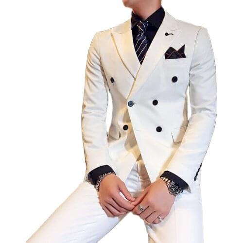 2021Mens Suits 2 Pieces Slim Fit Casual Business Groomsmen Grey Green Ivory Lapel Tuxedos for Wedding Suit Blazer Pants Vest