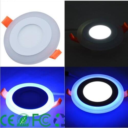 3 Model Round blue+white double color Led Panel Light 6w/9w/16w/24W AC85-265V Recessed LED Ceiling downlight down lights