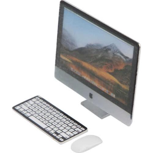 Dollhouse 1:12 1:12 Miniature Computer Set Screen Keyboard Mouse Simulation Dollhouse Accessory For Kid Children Dolls