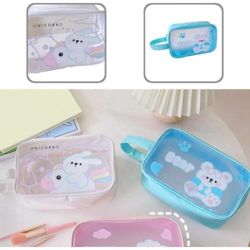 Lightweight Lightweight Large Capacity Handle Cartoon Cosmetic Pouch PVC Cosmetic Pouch Cute for Living Room