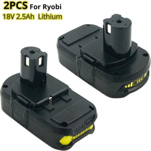 2PCS New 18V 2500mah RB18L25 Lithium Ion Replacement Battery For Ryobi Power Tools Cordless Drill Replace P103 P104 P105 P108