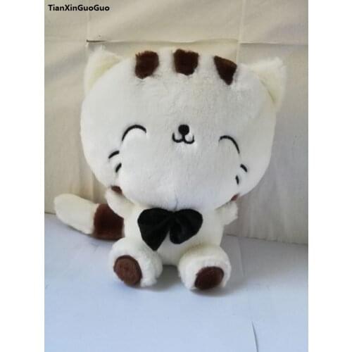 Lovely bowtie cat plush toy about 28cm white kitty soft doll birthday gift b2891
