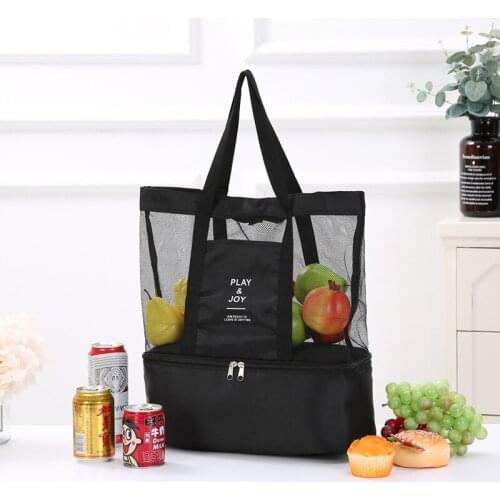 Fashion Storage Bags Shoulder Handbag Insulated Bag Double Outdoor Picnic Men Women Sports Grid Ice Pack Lunch Bento Organizer