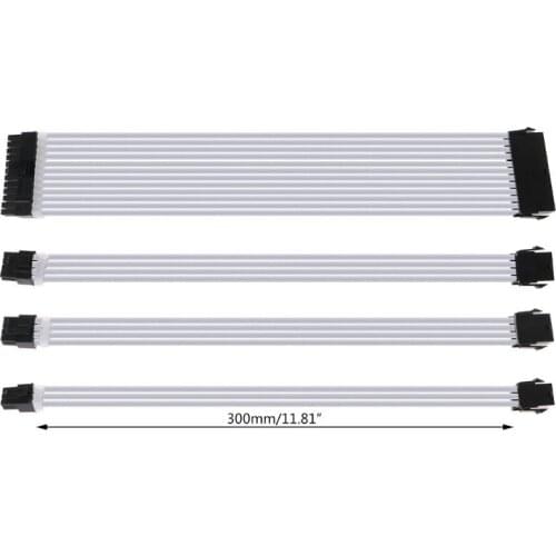 1Set 30cm/40cm A-TX Basic Extension Cable Kit PC GPU CPU Power Supply Sleeved Wire Computer Connectors 24-PIN 8-PIN 6PIN 4+4PIN