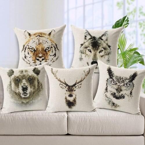 1 piece 45X45cm Home/Hotel Decorative Pillowcases Cotton Linen High Quality Pillow case Geometric Design Animal Pattern Creative