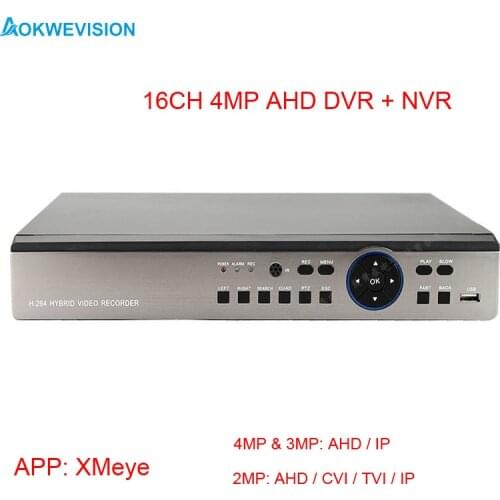 New arrival 16ch 4MP 3MP 1080P AHD DVR 2 SATA HDD AHD TVI CVI IP Camera all in one DVR for H.264 video recorder