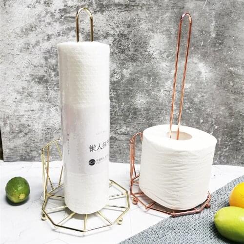 Kitchen Roll Paper Towel Rack Bathroom Stainless Steel Standing Paper Holder Gold Silver Tissue Napkins Rack Home Table Decor