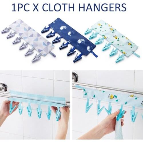 Creative Foldable Clothespin With 6 Clips Dormitory Sock Underwear Clothespins Portable Business Trip Collapsible Drying Rack