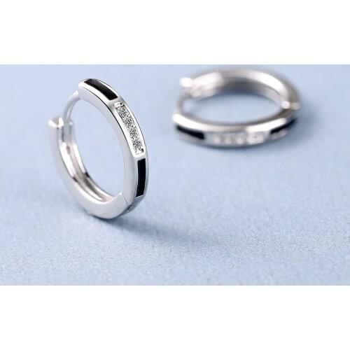 Minimalist 925 Sterling Silver Hoop Earrings for Women Couples Resin Jewelry Trendy Elegant Party Accessories Prevent Allergy