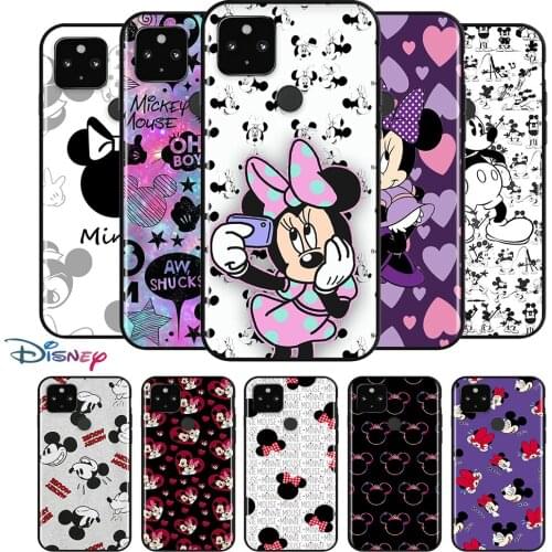 Silicone Black Soft Fundas Cover Mickey mouse print For Google Pixel 5 4a 5G 4 XL Anti-fall Popular Phone Case