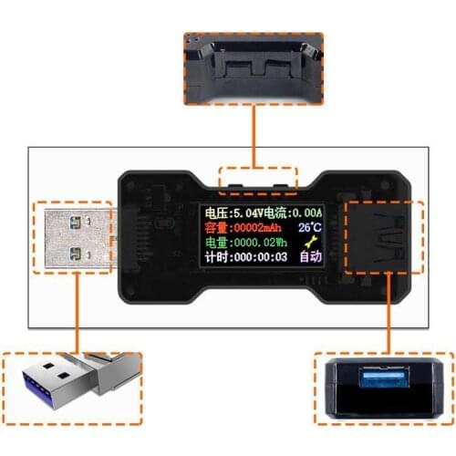 USB Tester DC Digital Voltmeter Amperimetro Current Voltage Meter Amp Volt Ammeter Detector Power Bank Charger Indicator FNB18