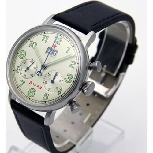 Vintage Mens Pilot Chronograph Watch Calendar Luminous Clock Original Seagull 1931 Movement Sports Army Mechanical Wristwatches