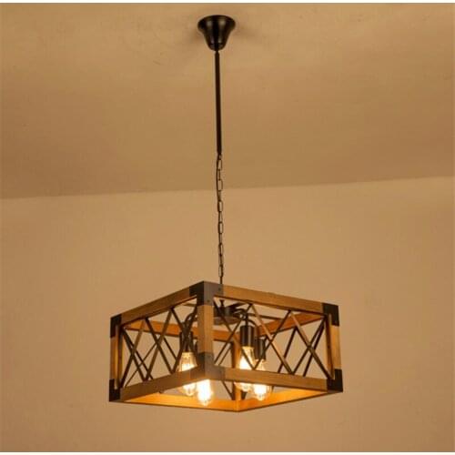 Vintage Loft Wooden Chandelier Retro Industrial Living Room Bedroom Lamp Dining Room Coffee Shop Bar American Pendant Lamp