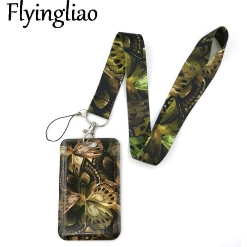 Vintage Butterfly Creative Lanyard Card Holder Student Hanging Neck Phone Lanyard Badge Subway Access Card Holder Accessories