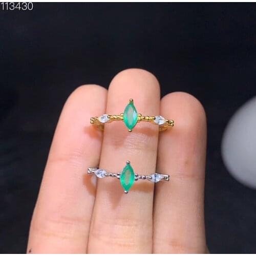 Women ring green emerald ring for girl ornament real 925 silver natural gem horse eye style birthday gift May birthstone sale