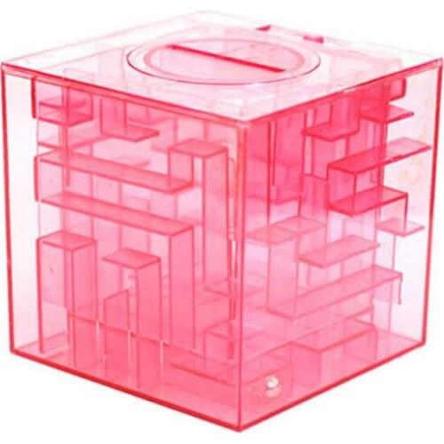 1PC 3D Speed CubeMaze Magic Cube Puzzle Money Maze Bank Saving Coin Collection Case Box Piggy Bank Money Box Random Color MA 021