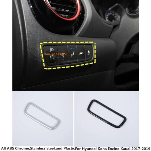 For Hyundai Kona Encino Kauai 2017 2018 2019 2020 Stick Cover ABS Matte Front Head Fog Light Switch Button Trim Frame Lamp 1pcs
