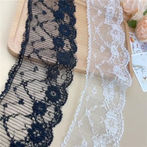 1Yards Best Seller White Black Lace Fabric Pleated Dress Crafts 7cm Lace Ribbon Sewing Guipure 3D Flowers Trim Accessories LT34