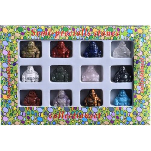 12 in 1 rose quartz amethyst Buddhist lucky Maitreya Buddha statue sculpture decoration home decoration Buddha public DIY gift