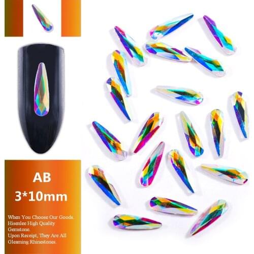 20pcs Crystal AB 3D Nail Art Waterdrop Rhinestones Gems Flatback Stones DIY Design Nails Decorations