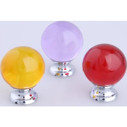 30mm glass ball drawer tv table shoe cabinet knobs pulls brown purple red glass crystal kitchen cabinet dresser door handles