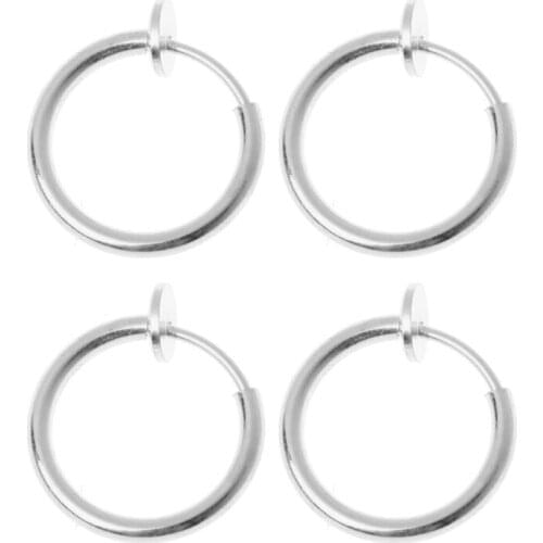4Pcs Clip on Fake Earrings Hoop Non-pierced Nose Rings Lip Ear Clip Body Jewelry E56A