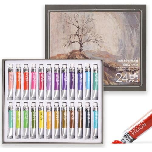 Lightwish 8ML Tube Watercolor Paint 24 Colors Vibrant Pigment Perfect for Illustration Design Suit Students Beginner and Artist