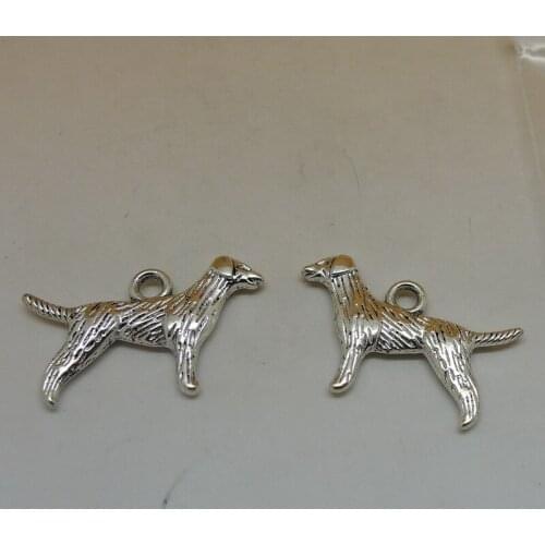 ALYMMO 8Pcs/lot Antique Silver Cute Labrador Dog Charms 25x15mm Pendant Jewelry Accessories Animal Charms