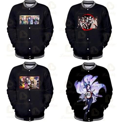 Demon Slayer 3D Hoodie Sweatshirts Baseball Uniform Long Sleeve Polyester Spring Winter 2020 Fashion Jacket Tops