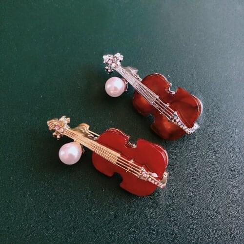 Muylinda Unisex Violin Brooch Pin, Fashion New Design Violin Shape Enamel Instrument Brooch Pin Corsage Suit Lapel Decoration