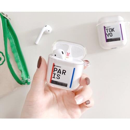 Covers for Airpods 1/2 case wireless Bluetooth headset cover transparent protective case ticket label pattern shell airpods case
