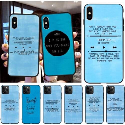 Ed Sheeran Lyrics Pictures Soft Silicone TPU Phone Cover for iPhone 11 pro XS MAX 8 7 6 6S Plus X 5S SE 2020 XR case