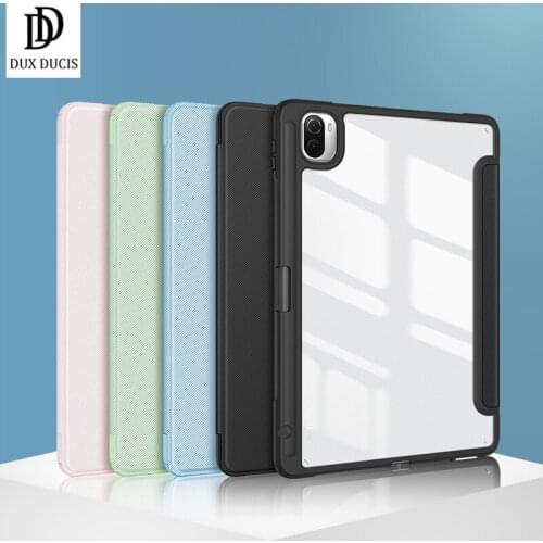 For Xiaomi Mi Pad 5 Case Leather + Clear PC Back with Pencil Holder Trifold Stand Sleeve For Xiaomi Pad 5 Pro Dux Ducis