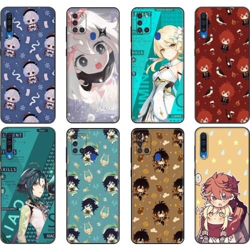 Black tpu Case For Samsung Galaxy A50 50S A30S A10 A01 A11 A21S A31 A41 A51 A71 M21 M30S S10 LITE Cover Genshin impact