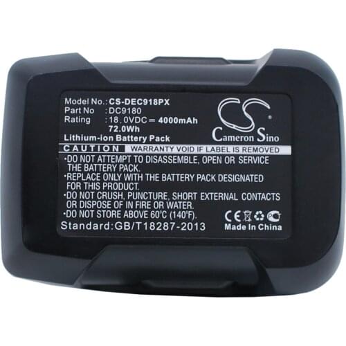 CS 4000mAh / 72.0Wh battery for DeWalt DCD925, DCD925B2, DCD925KA, DCD925N DC9180, DC9180C, DC9182