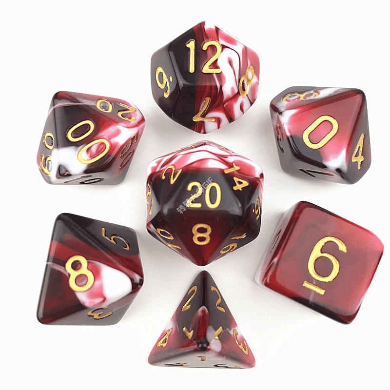 COLORFUL Decider Die Transparent & White Color Dice Mixed-color D4-D20 for RPG ,Board Game Party Favor