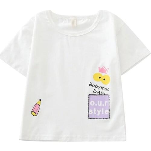Kids Children T-shirt Cute Girls Boy Cartoon Printing Comfortable Short Sleeves Summer Fashion Cotton Baby Tops For Contracted