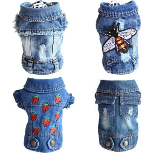 Designer Dog Clothes 2020 Fashion Cowboy Clothing for Small Dogs Cat Jeans Jacket for Chihuahua French Bulldog Denim mascotas
