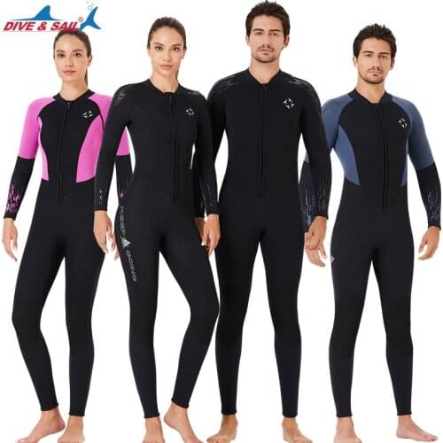 Long Men Women 1.5 MM Neoprene Diving suit Front Zipper Soft Beach Swimming Elastic Light Fishing Suit One-Piece Lovers Wetsuit